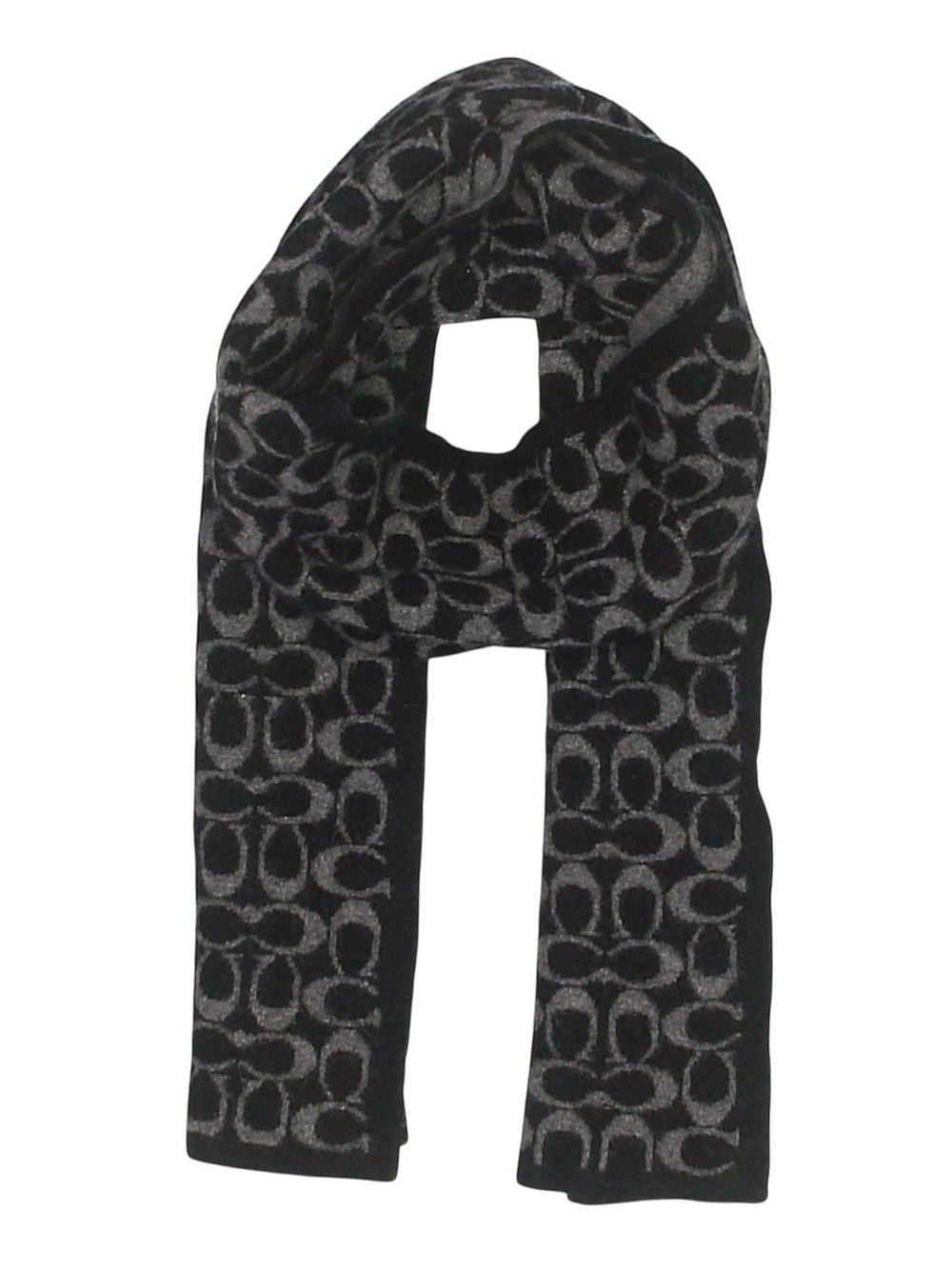 Coach Black & Gray Signature Jacquard Scarf c logo - Picture 2 of 2